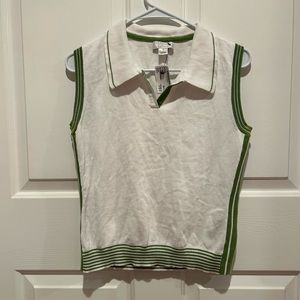 christian & banks white and green collar vest